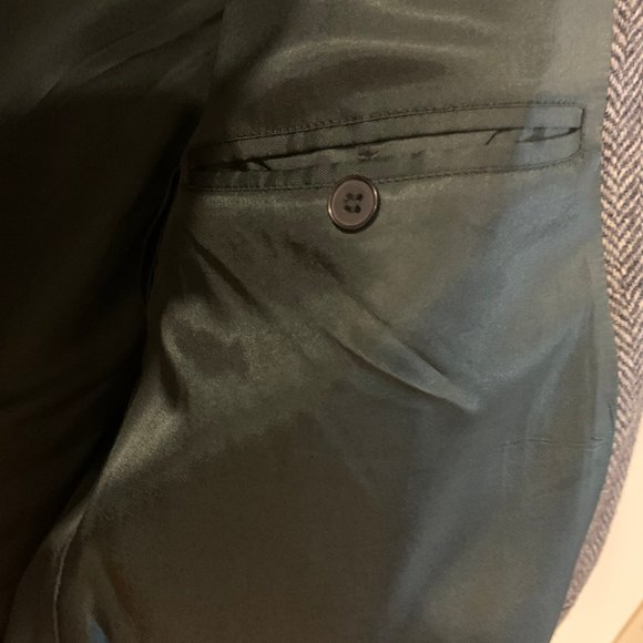 Sport Coat Blazer Jacket Herringbone Black Gray Tweed Men's Size 46L 100% Wool - Picture 7 of 9